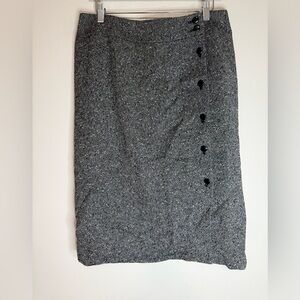 Talbots Dark Gray Tweed Button-Down Skirt in size 12